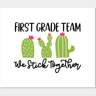 First Grade Team Sticks Together Teacher Student Funny School Posters and Art